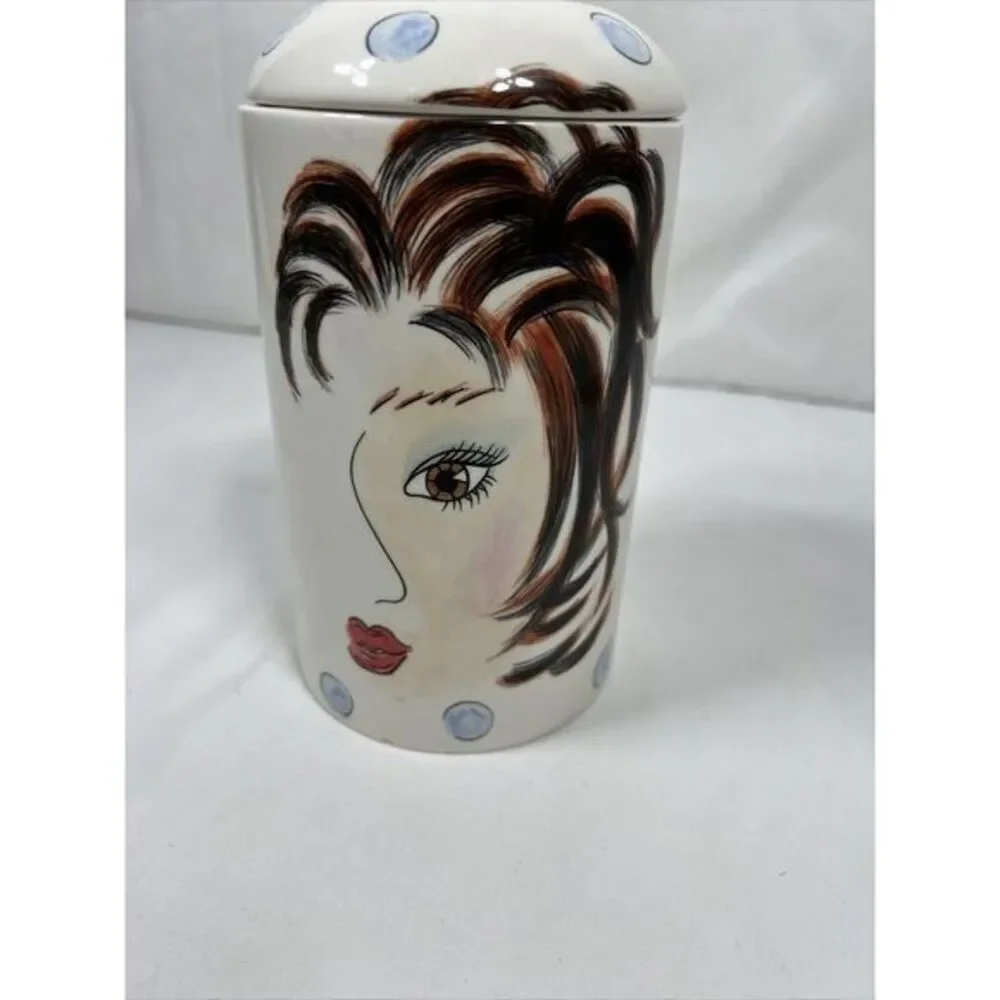 Cheryl Thompson Atmosphere Lady Face Covered Dishes Storage Canister Art‎ Decor